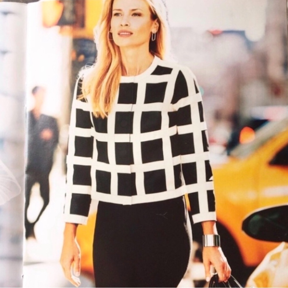 Carlisle Chic Black and White Checkered Leather Jacket